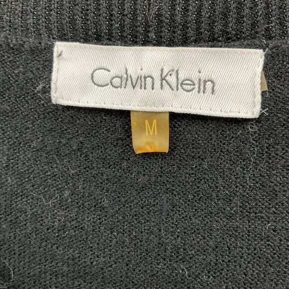 Calvin Klein Sweater‎ Women Sz M Black Sequin Wool Blend Round Neckline Pullover - Picture 3 of 8